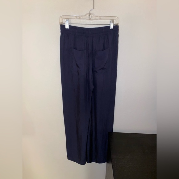 Vince Women's Front Tie Pull On Trouser Pants Wide Leg Navy Size XS Workwear - Picture 5 of 5